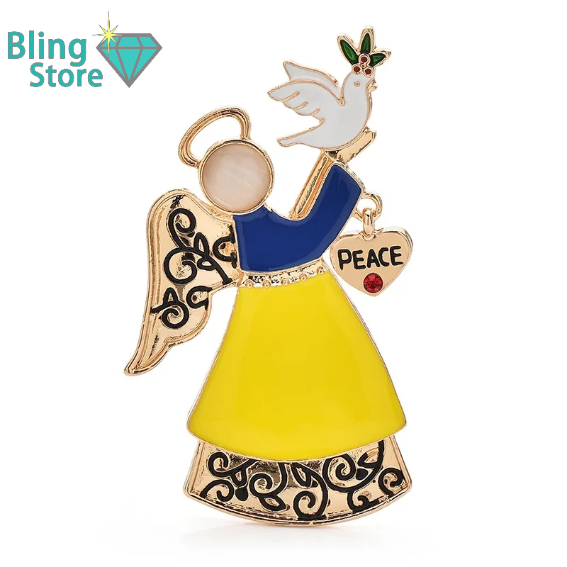 Broche Kerst | Vredesduif en Engel broche met feestelijke uitstraling