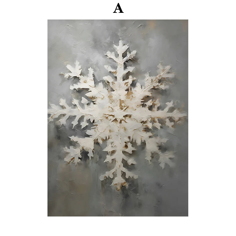 Kerst schilderij Santa Claus sneeuwvlokken poster voor feestelijke muurdecoratie
