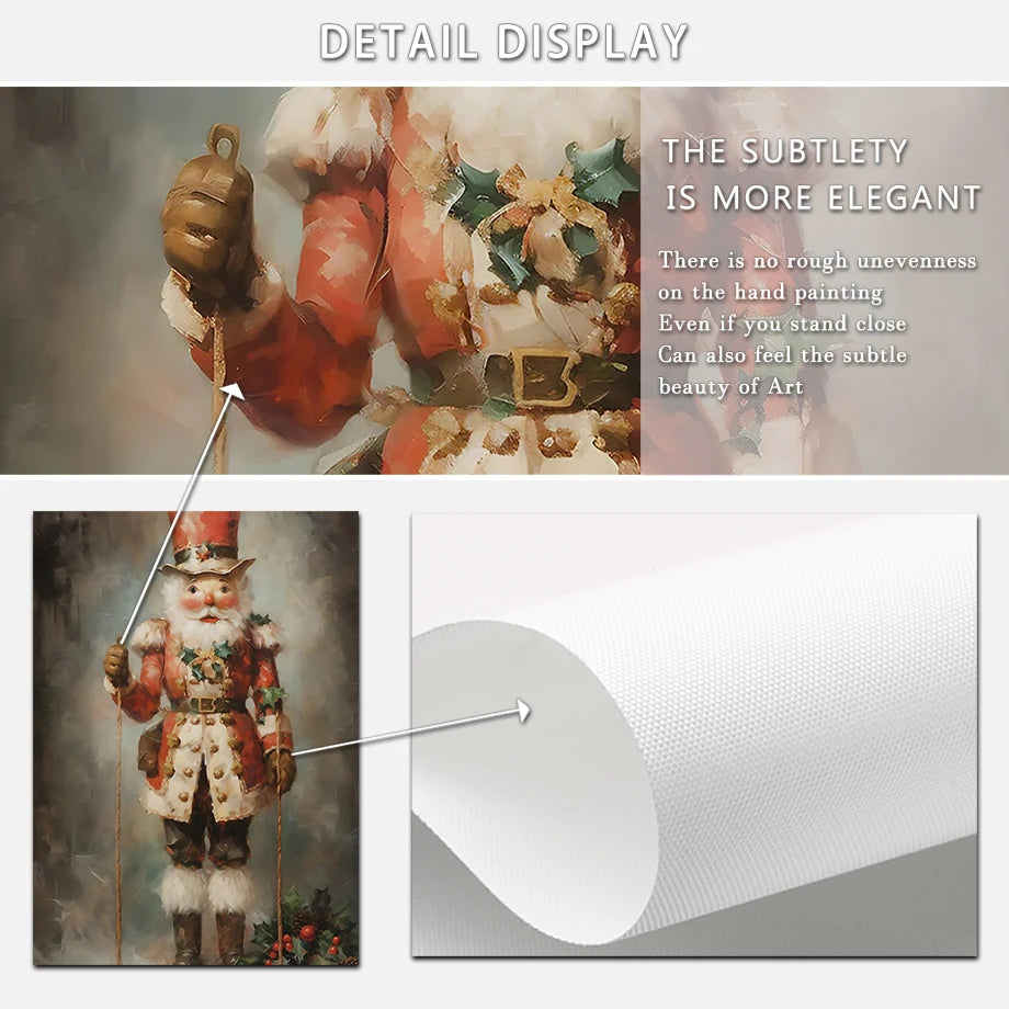 Kerst schilderij Santa Claus sneeuwvlokken poster voor feestelijke muurdecoratie
