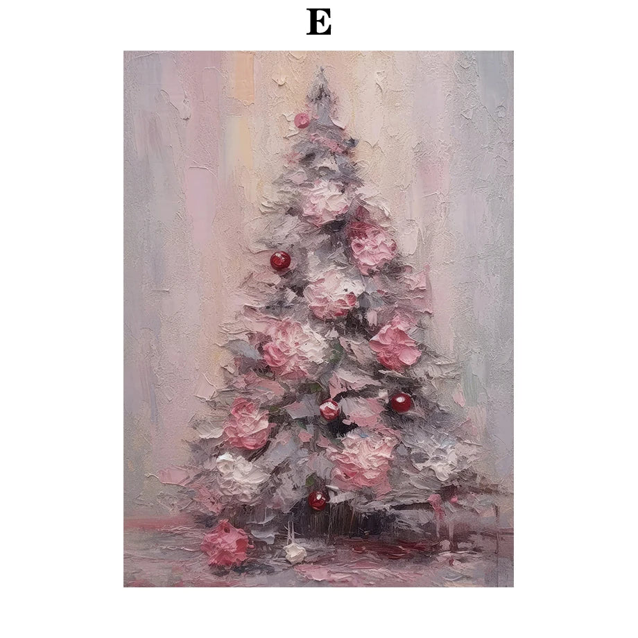Kerst schilderij sneeuwpop kerstman kerstboom canvas wanddecoratie