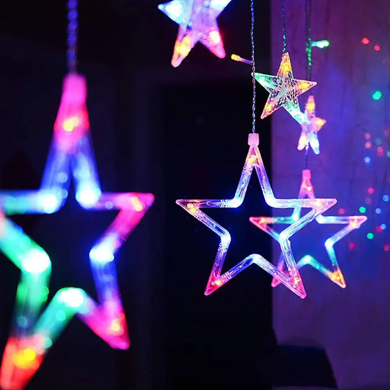 Kerst lichtgordijn 3,5m met 138 LED ster verlichting voor binnen