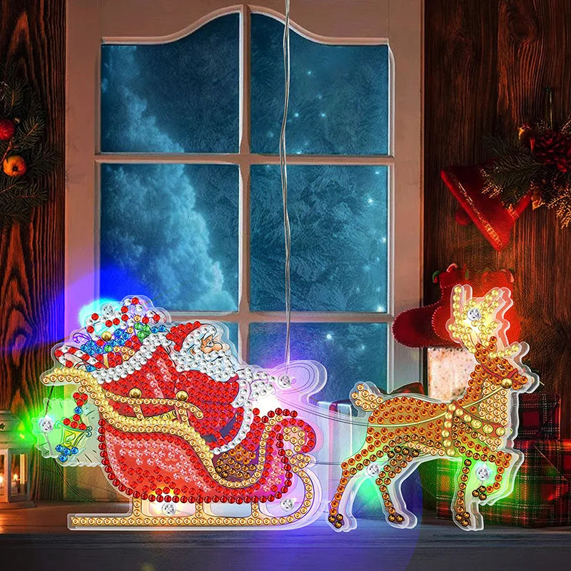 Diamond Painting Lamp Kerst LED Licht met Steentjes – Kleurrijke Verlichting voor Huisdecoratie