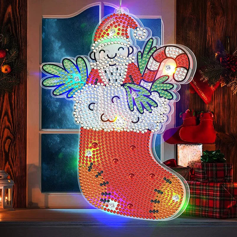 Diamond Painting Lamp Kerst LED Licht met Steentjes – Kleurrijke Verlichting voor Huisdecoratie