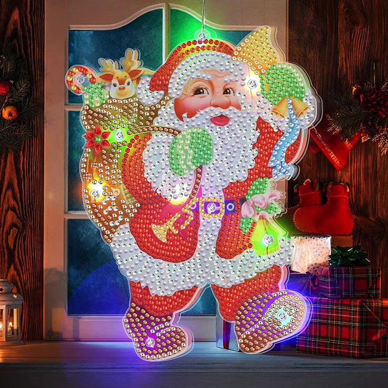 Diamond Painting Lamp Kerst LED Licht met Steentjes – Kleurrijke Verlichting voor Huisdecoratie