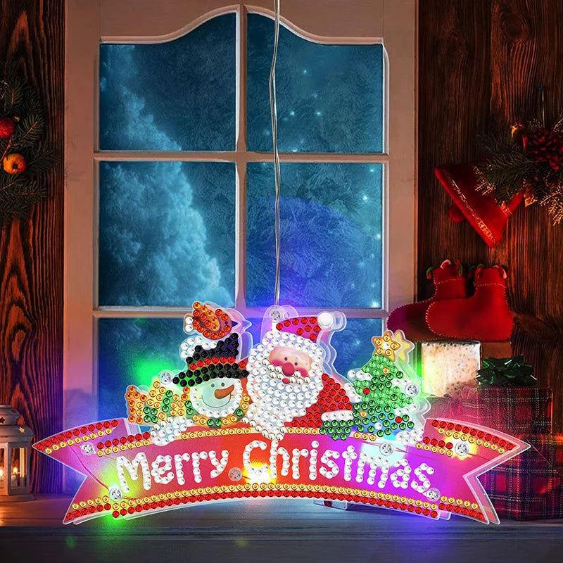 Diamond Painting Lamp Kerst LED Licht met Steentjes – Kleurrijke Verlichting voor Huisdecoratie
