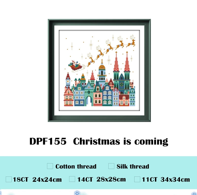Borduurpakket Kerst – Kruissteek Patroon Christmas is Coming