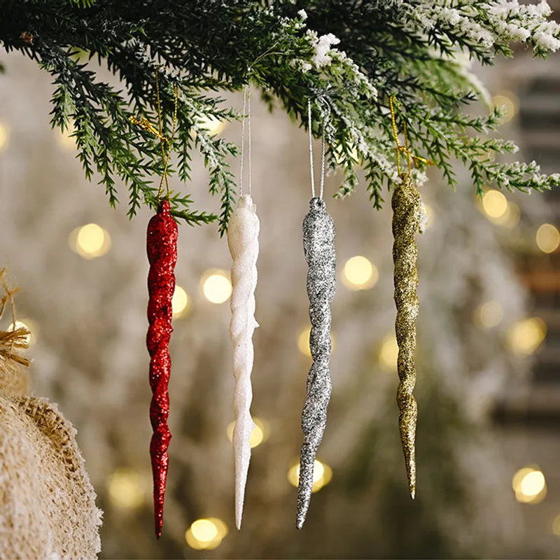 Kerstboom ornament ijskristal hangers set van 10 stuks 13cm - diverse kleuren