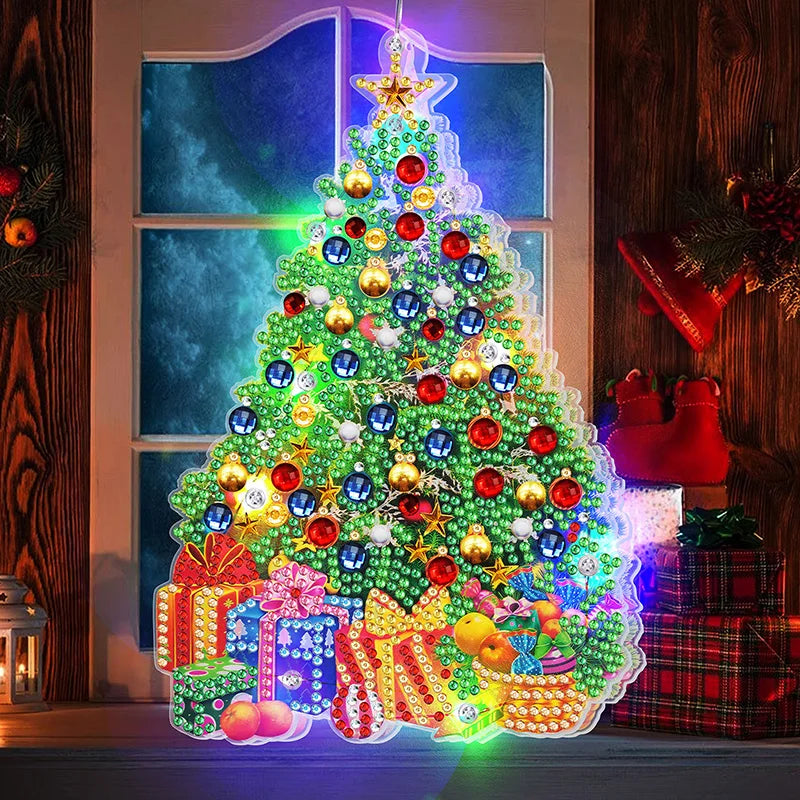 Diamond Painting Lamp Kerst LED Licht met Steentjes – Kleurrijke Verlichting voor Huisdecoratie