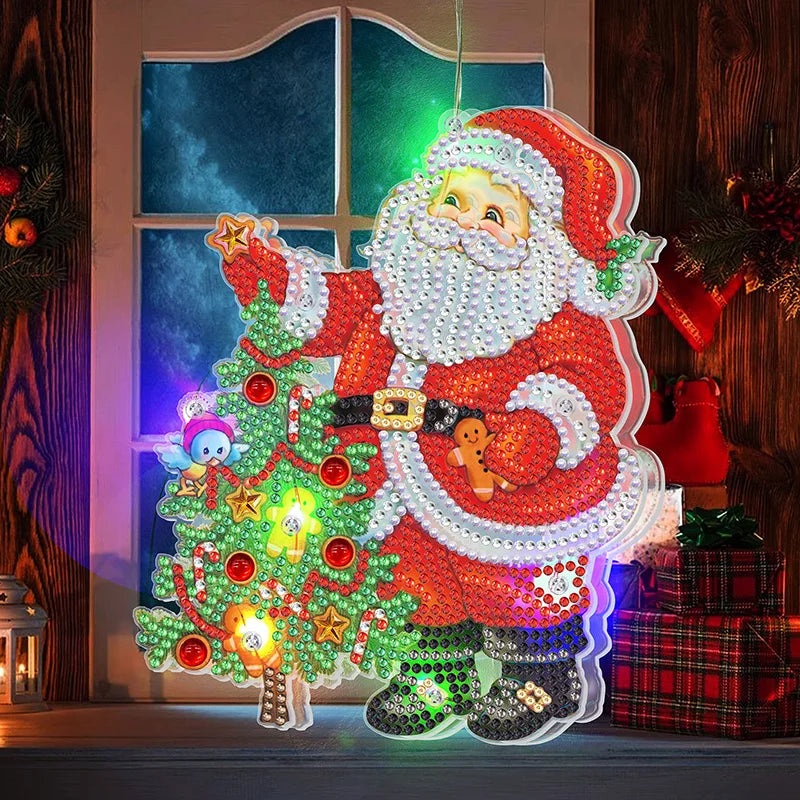 Diamond Painting Lamp Kerst LED Licht met Steentjes – Kleurrijke Verlichting voor Huisdecoratie