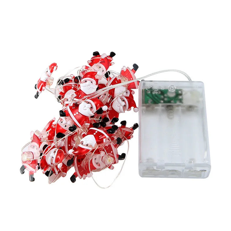 LED Kerstverlichting 2m – 20 Warm Witte Lampjes – Kerstman & Sneeuwpop