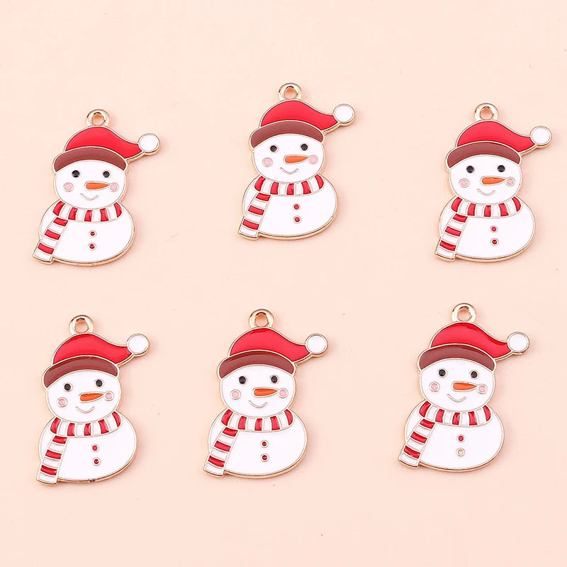 Kerst hangers mix sneeuwpop, Kerstman en meer emaille bedels voor sieraden - 10 stuks