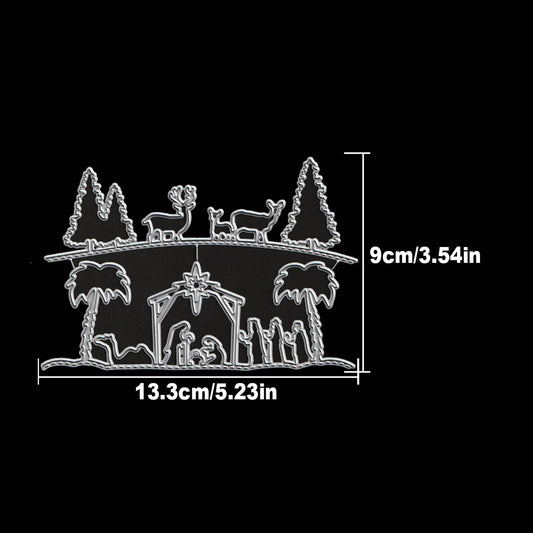 Snijmal kerststal bos half-cut metalen stansvorm voor scrapbooking