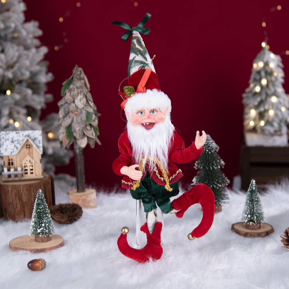 Kerst pop elf met krans – feestelijke pluche hanger voor decoratie