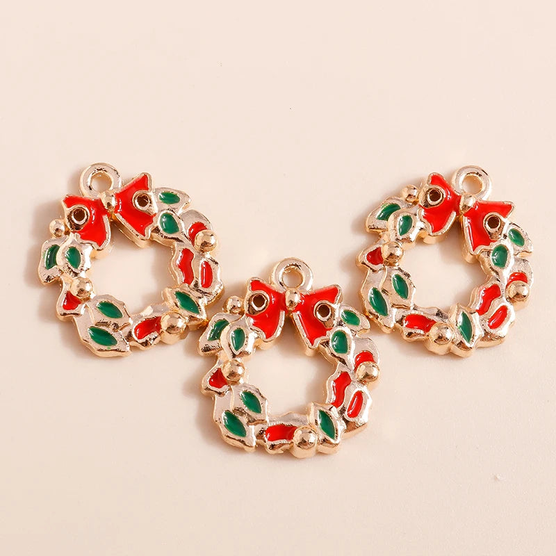 Kerst hangers mix sneeuwpop, Kerstman en meer emaille bedels voor sieraden - 10 stuks