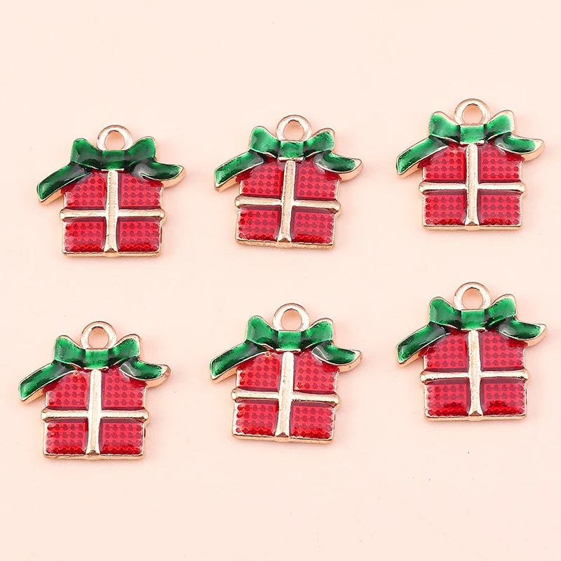 Kerst hangers mix sneeuwpop, Kerstman en meer emaille bedels voor sieraden - 10 stuks