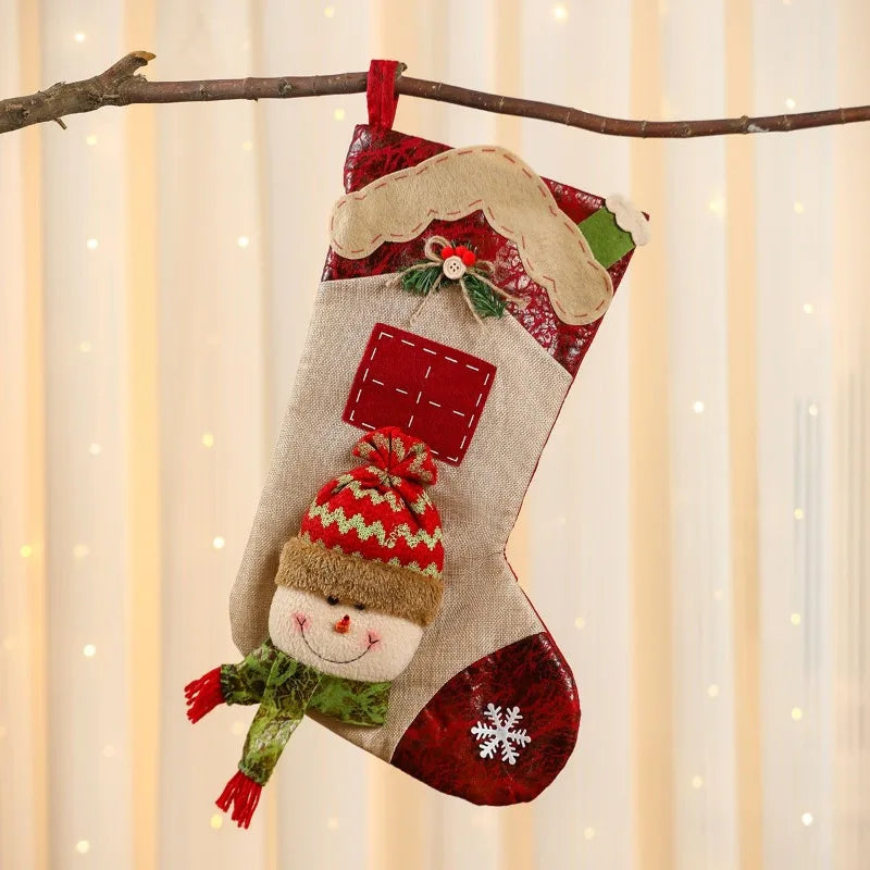 Kerstsokken Cartoon Decoratie met Pop - Snoepzak