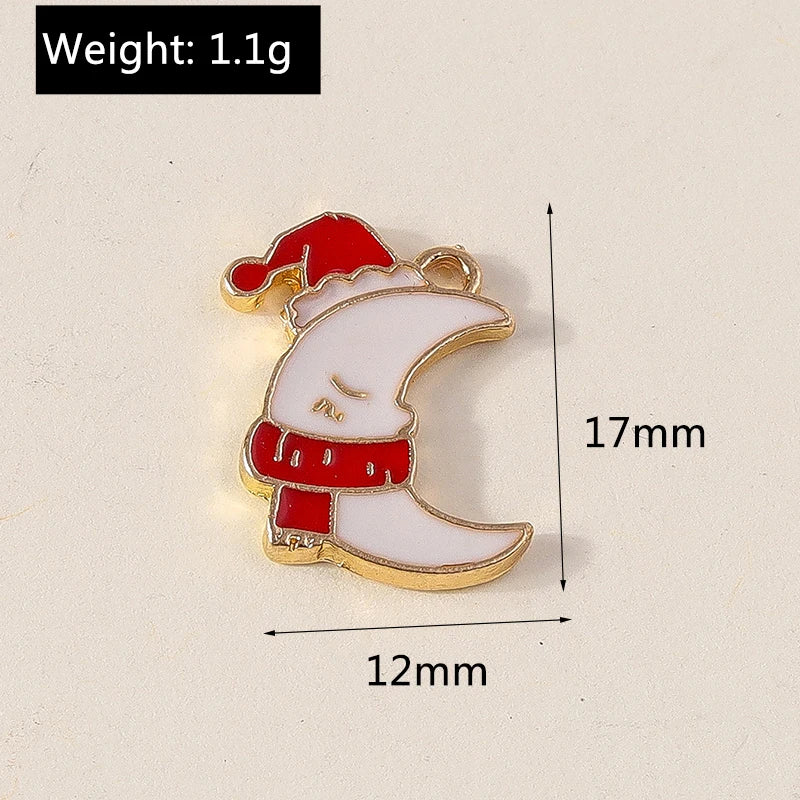 Kersthanger voor ketting of armband kerstboom rendier bel sneeuwpop hanger set - 10 stuks