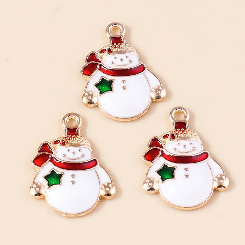 Kersthanger voor ketting of armband sneeuwpop emaille bedels 20 stuks
