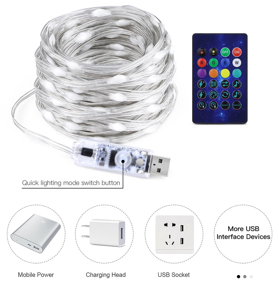 Slimme Kerstverlichting met Bluetooth – USB LED Sfeerverlichting RGBIC, IP65 Waterdicht, App Bediening (2M-20M)
