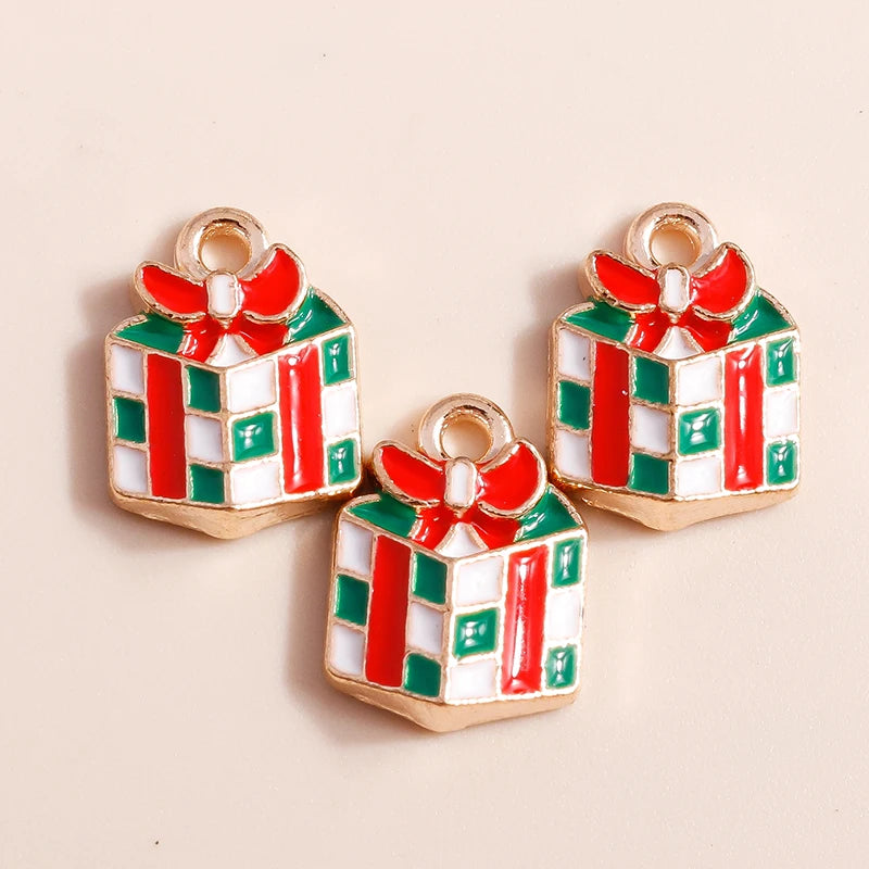 Kerst hangers mix sneeuwpop, Kerstman en meer emaille bedels voor sieraden - 10 stuks
