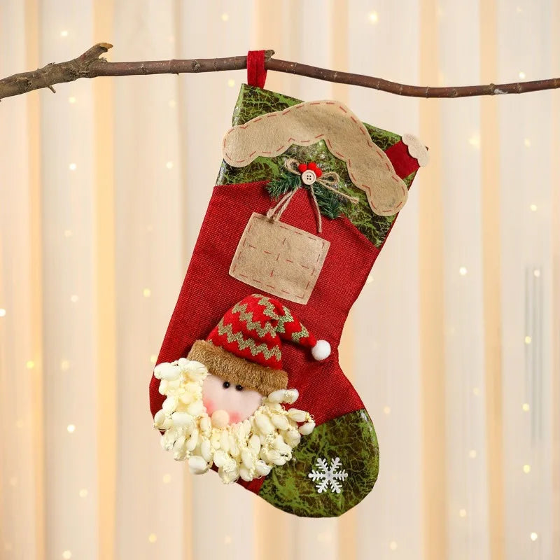 Kerstsokken Cartoon Decoratie met Pop - Snoepzak