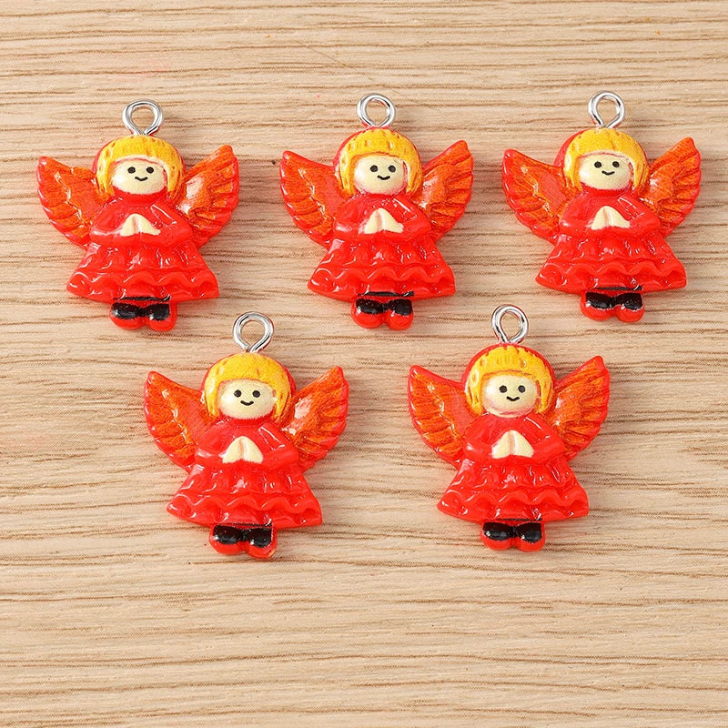 Kersthangers voor ketting of armband – 10 schattige hars bedels met kerstman en rendier