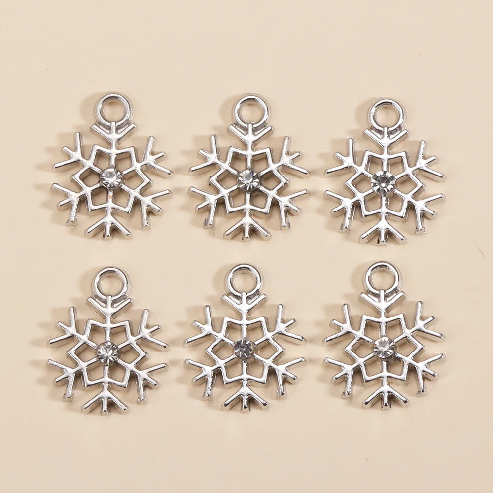 Kerst hanger sneeuwvlok charme met parel en zirkonia – 10 stuks - diverse kleuren en opties