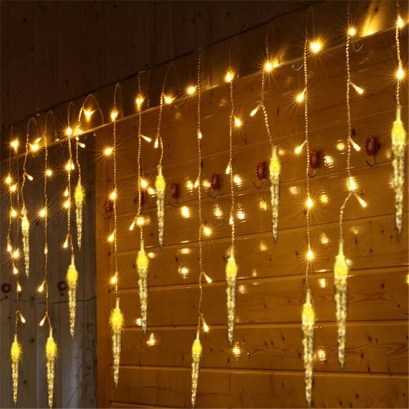 Kerst lichtgordijn sneeuwvlok, ster of ijspegel LED raamverlichting met 8 lichtstanden