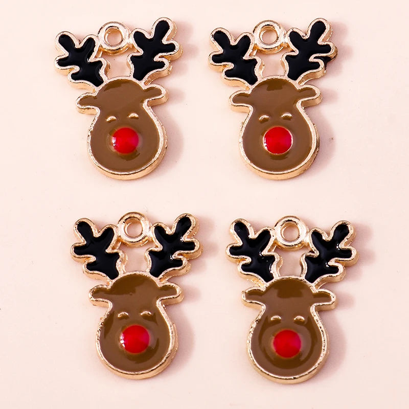 Kerst hangers rendier emaille bedels dieren voor sieraden en decoratie - 20 stuks