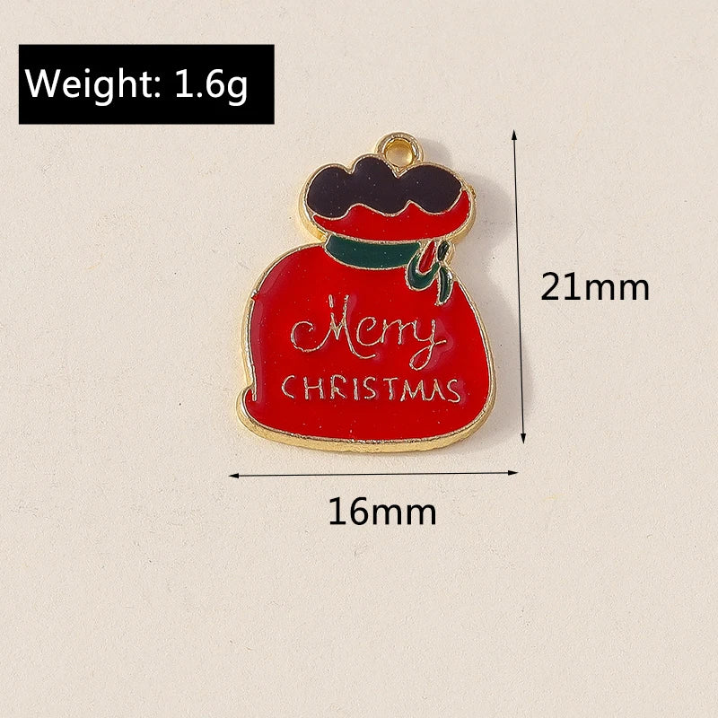 Kersthanger voor ketting of armband kerstboom rendier bel sneeuwpop hanger set - 10 stuks