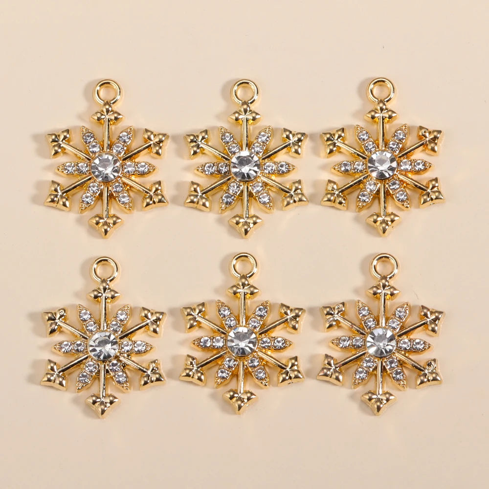 Kerst hanger sneeuwvlok charme met parel en zirkonia – 10 stuks - diverse kleuren en opties