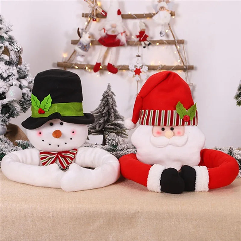 Kerst pop knuffel 105cm kerstman en sneeuwpop boomdecoratie feestelijk