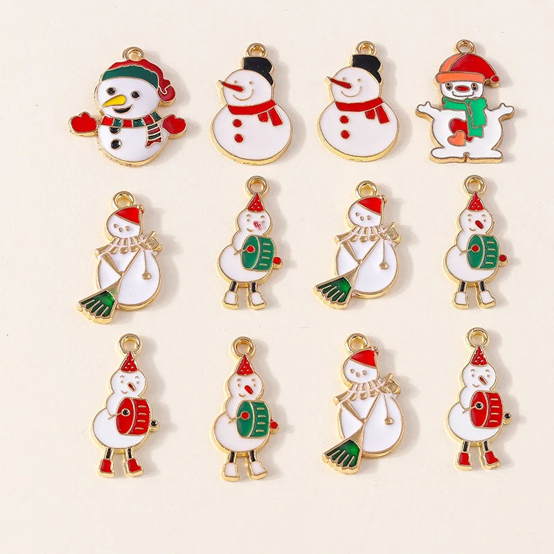 Kersthanger voor ketting of armband sneeuwpop emaille bedels 20 stuks