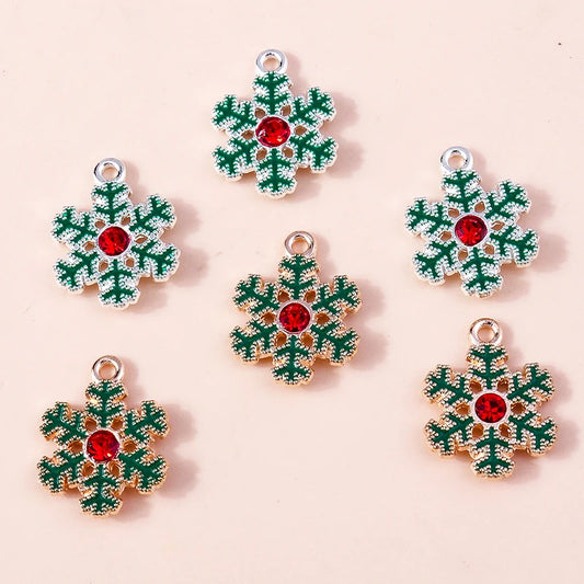 Kersthanger voor ketting of armband sneeuwvlok bedels emaille 20 stuks