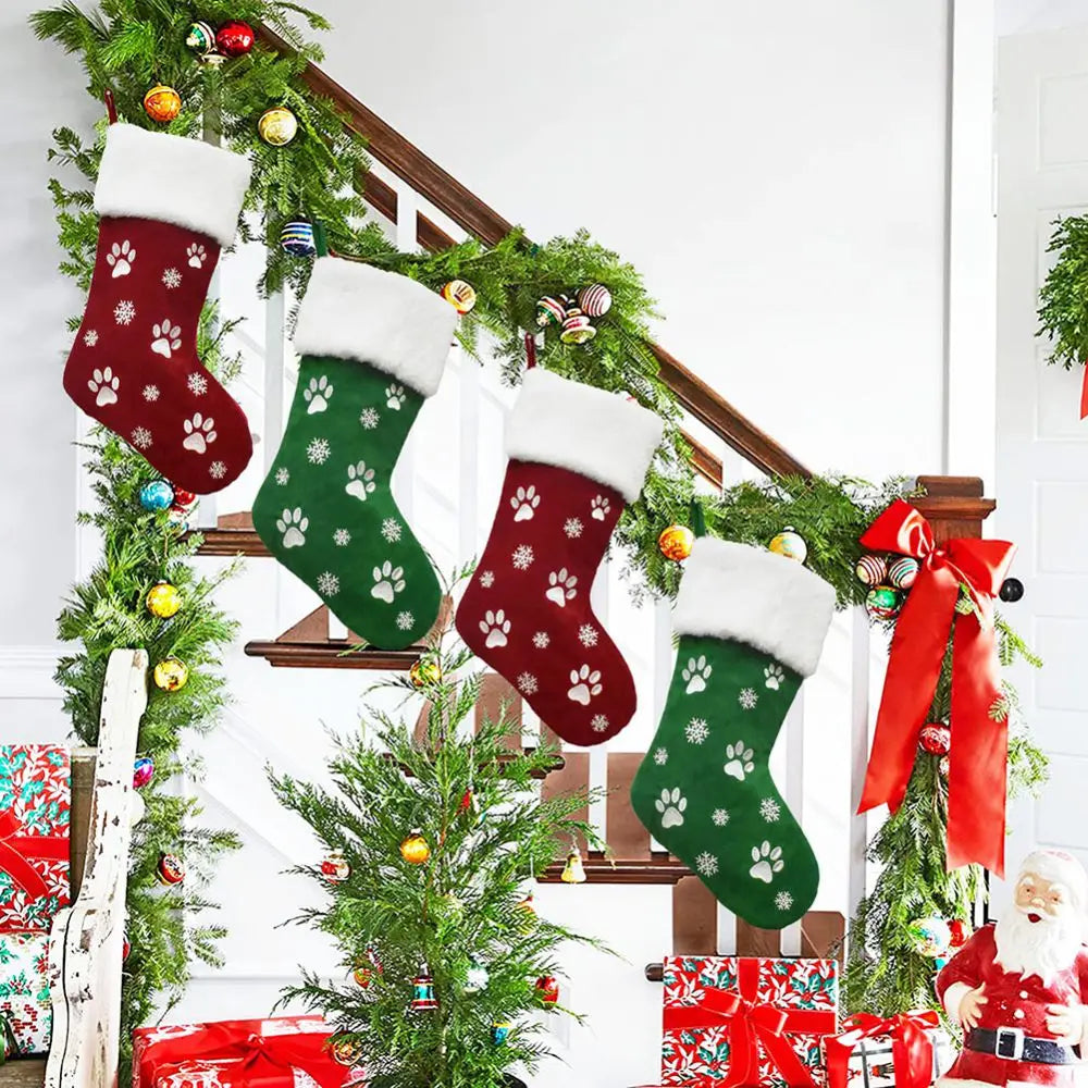 Kerstsok met hond en kat pootjes – Luxe kerstboomdecoratie