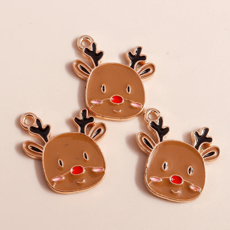 Kerst hangers mix sneeuwpop, Kerstman en meer emaille bedels voor sieraden - 10 stuks