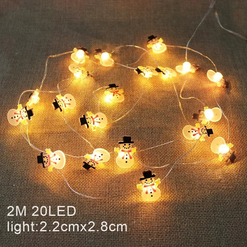 Verlichte Kerst slinger met Kerstman en Sneeuwpop LED lichtsnoer voor feestelijke decoratie