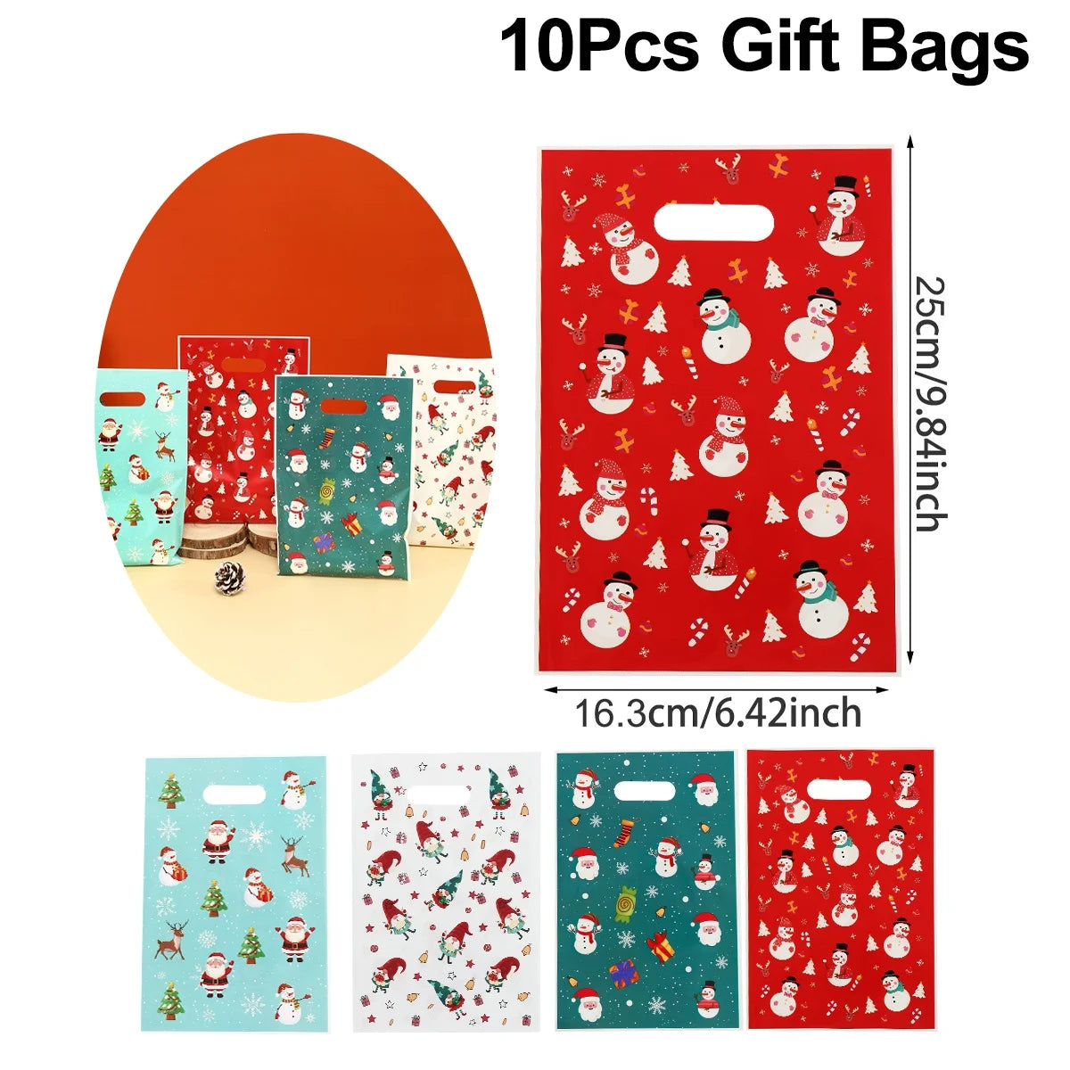 Kerst cadeauverpakking cadeautasjes met sneeuwpop ontwerp in diverse kleuren