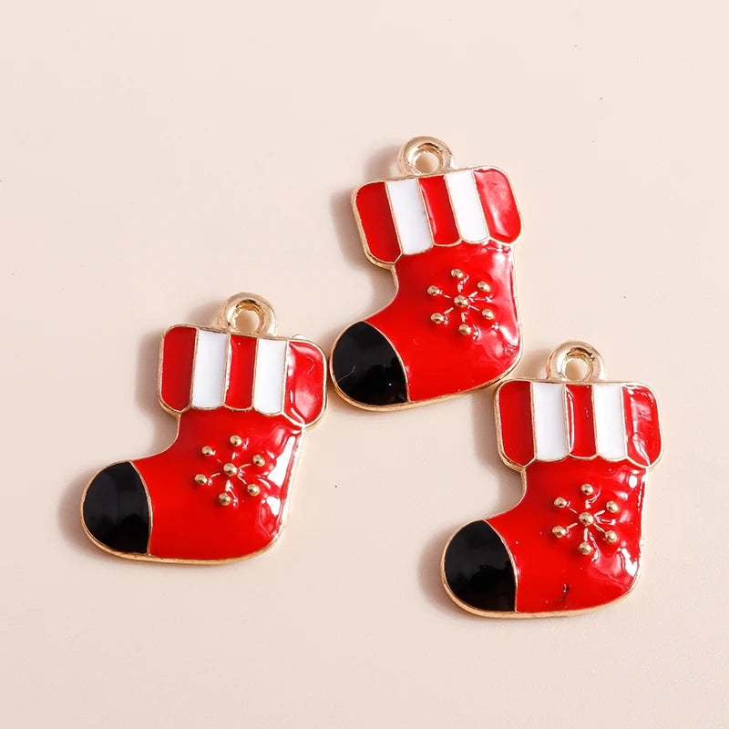 Kerst hangers mix sneeuwpop, Kerstman en meer emaille bedels voor sieraden - 10 stuks