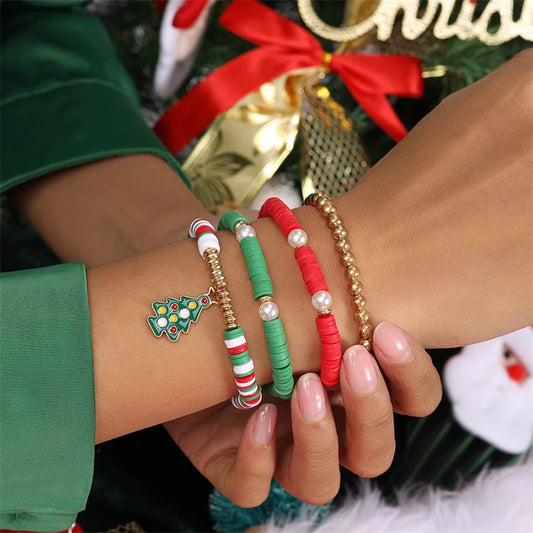 Kerst armband set met bohemian kralen en kerstbedels voor dames