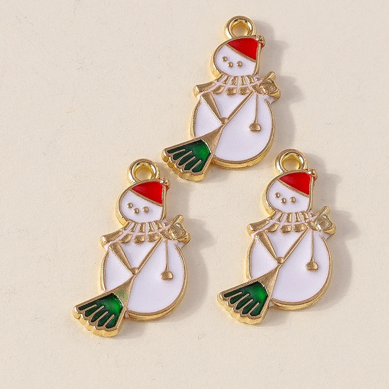 Kersthanger voor ketting of armband sneeuwpop emaille bedels 20 stuks