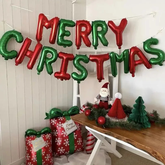 Opblaasbare kerstballonnen set met rendier, sneeuwpop en kerstboom