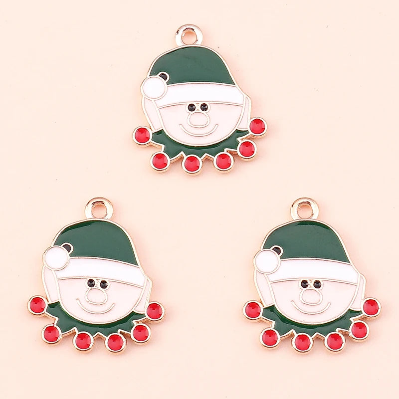 Kerst hangers mix sneeuwpop, Kerstman en meer emaille bedels voor sieraden - 10 stuks