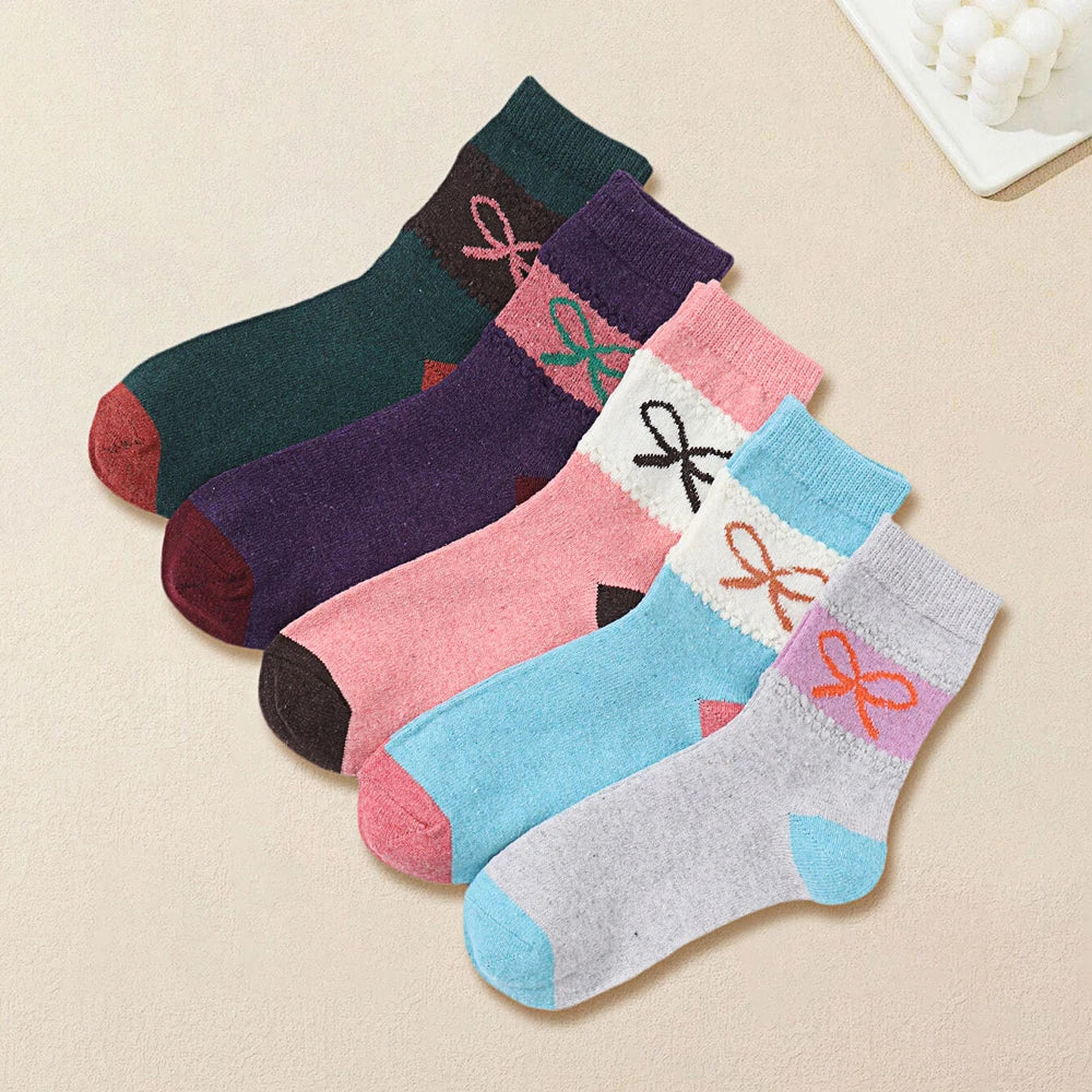 Kerstsokken warme dames sokken met retro winterprint WZ-273