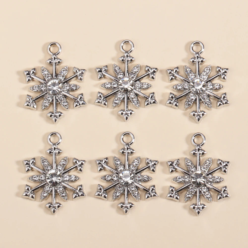 Kerst hanger sneeuwvlok charme met parel en zirkonia – 10 stuks - diverse kleuren en opties