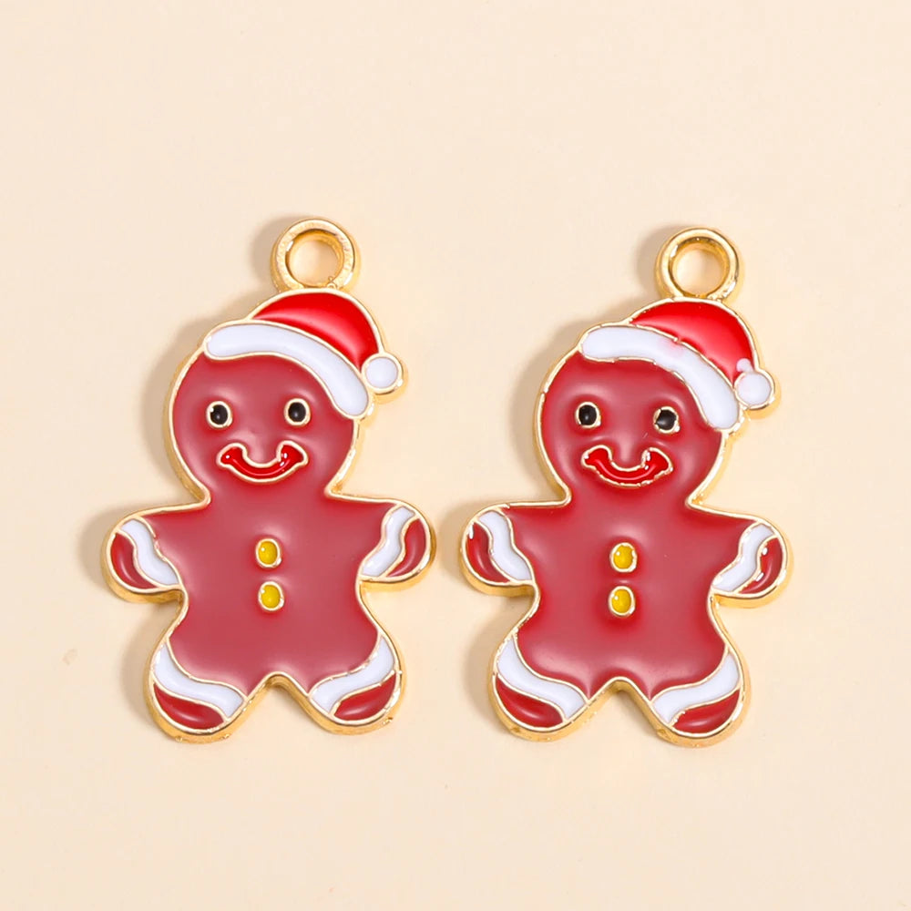 Kerst hanger Kerstman & Gingerbread set voor sieraden en decoratie - 10 stuks