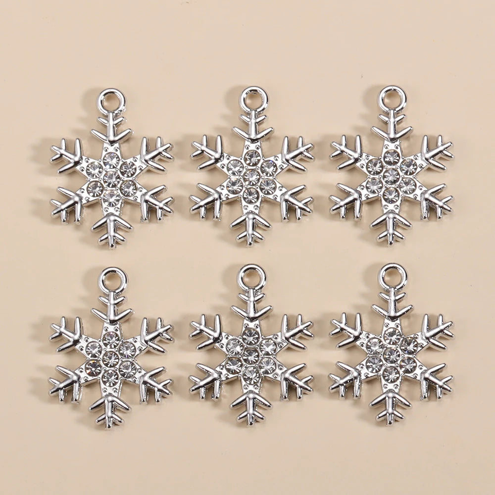 Kerst hanger sneeuwvlok charme met parel en zirkonia – 10 stuks - diverse kleuren en opties