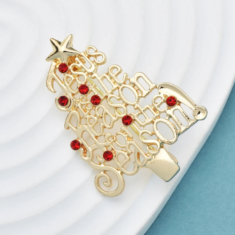 Broche Kerst | Metalen kerstboom broche voor feestelijke outfits