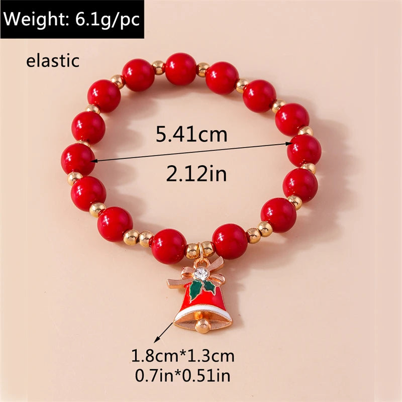 Kerst armband met kralen, rendier en kerstboom bedels voor dames