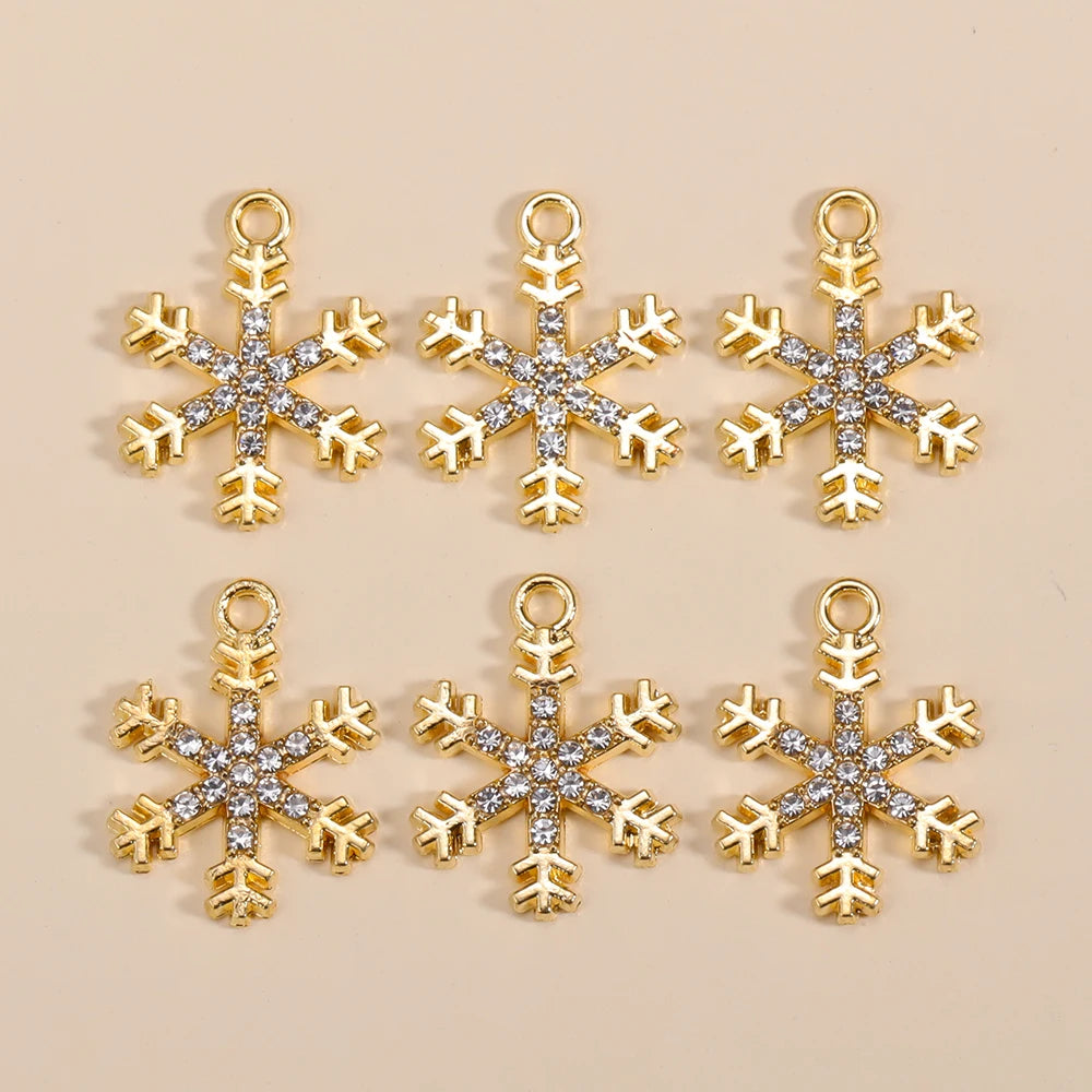 Kerst hanger sneeuwvlok charme met parel en zirkonia – 10 stuks - diverse kleuren en opties